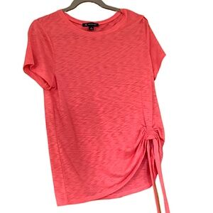 INC International Concepts Womens Orange Slub Top with Ruching Detail, M